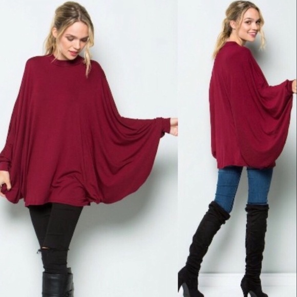 Oversized Style Tunic Top Bat Sleeves - Picture 3 of 3